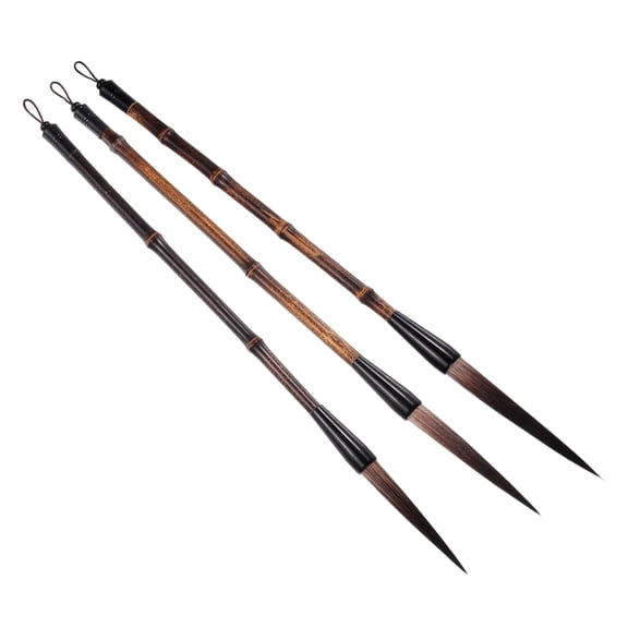 Uxcell Chinese Calligraphy Brushes Watercolor Ink Painting Writing Drawing Bamboo Handles 3 Size Gray 3 Pack