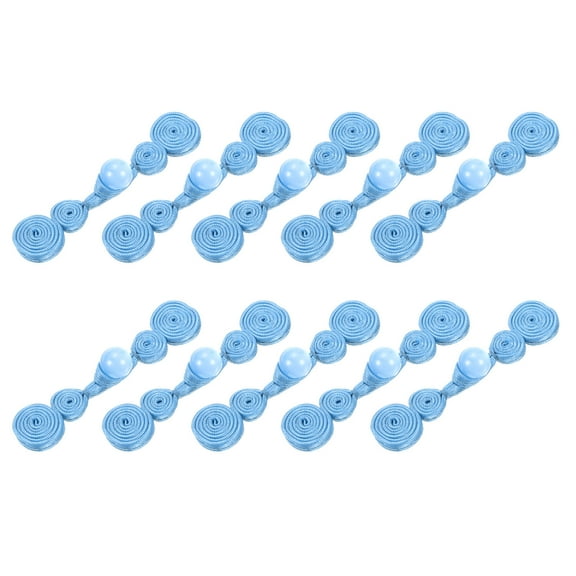 Uxcell Chinese Knots Frog Buttons Closure Sewing Fasteners, 10 Pairs Faux Pearl Chinese Closure Buttons (Light Blue)
