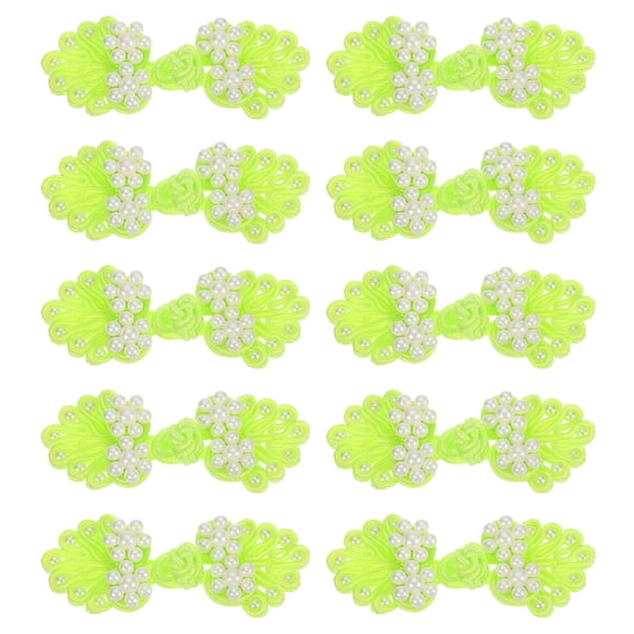 Uxcell Chinese Knots Sewing Buttons Closure, 10 Pairs 60x25mm Knot Frog Buttons, Sewing Buttons Fasteners with Beads (Light Green)