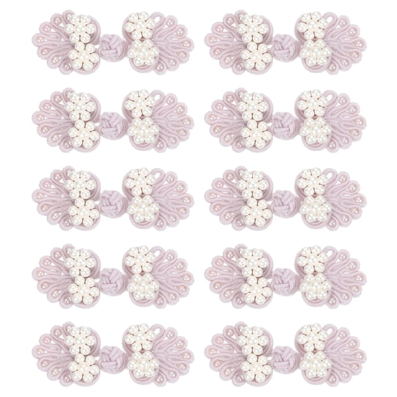 Uxcell Chinese Knots Sewing Buttons Closure, 10 Pairs 60x25mm Knot Frog Buttons, Sewing Buttons Fasteners with Beads (Lotus Purple)