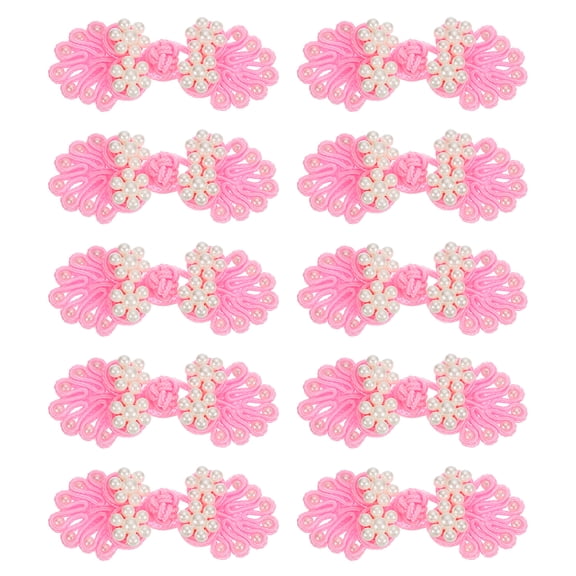 Uxcell Chinese Knots Sewing Buttons Closure, 10 Pairs 60x25mm Knot Frog Buttons, Sewing Buttons Fasteners with Beads (Pink)