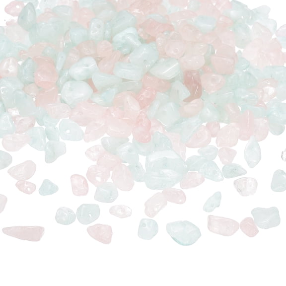 Uxcell Chip Stone Beads, 350Pcs Crystals Gemstone Irregular Stone Loose Bead for DIY Jewelry Making, Pink Blue