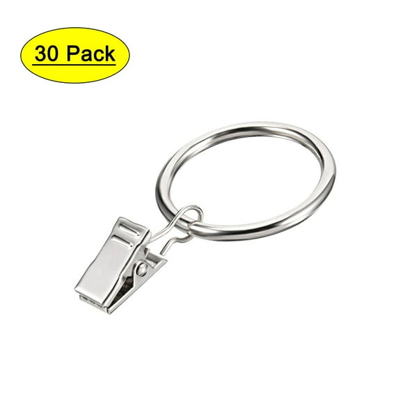 Uxcell Chrome Plated 1.25" Inner Dia Curtain Clip Rings Metal 30Pack