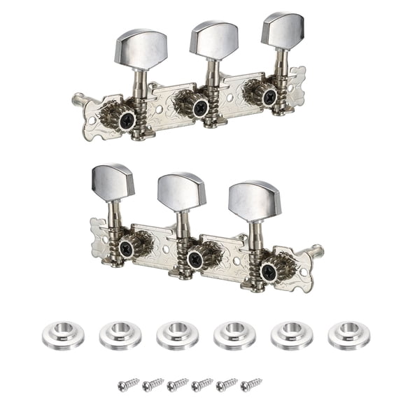 Uxcell Chrome Plated Machine Heads Tuning Keys Tuners Single Hole for Classical Guitar 3L 3R, 1 Set, Silver Tone