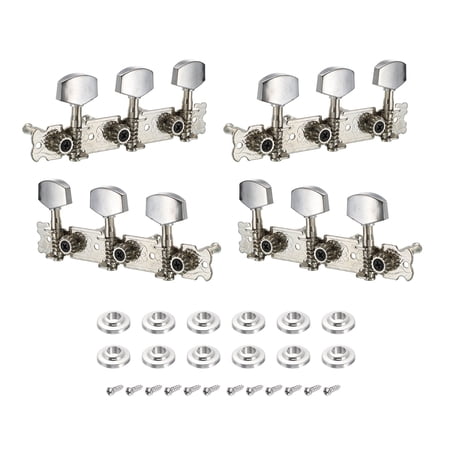 Uxcell Chrome Plated Machine Heads Tuning Keys Tuners Single Hole for Classical Guitar 3L 3R, 2 Sets, Silver Tone