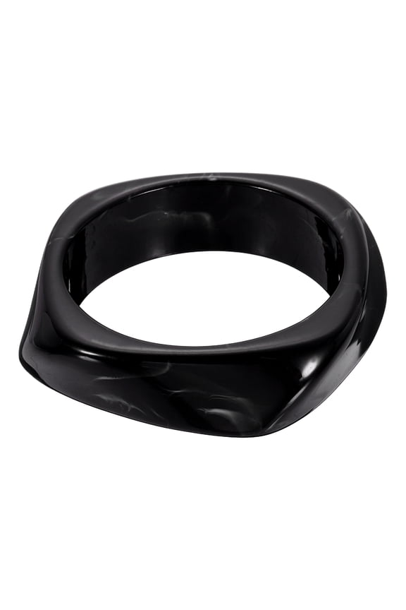 Chunky Irregular Acrylic Resin Bangle Bracelet for Women, Cuff Wide Geometric Stackable Bangles Tortoiseshell Acetate Wristband Bracelet Statement Jewelry, Black