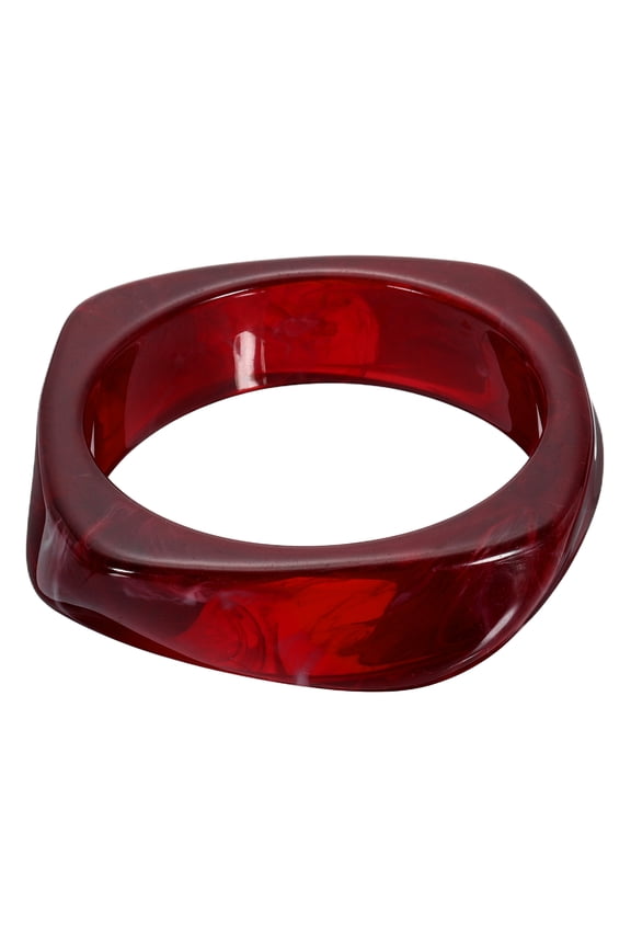 Chunky Irregular Acrylic Resin Bangle Bracelet for Women, Cuff Wide Geometric Stackable Bangles Tortoiseshell Acetate Wristband Bracelet Statement Jewelry, Red