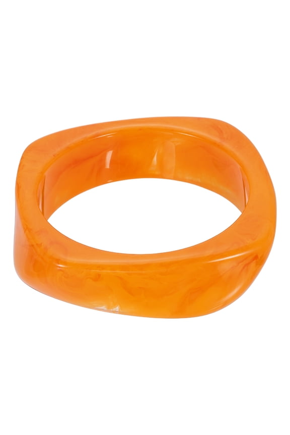 Chunky Irregular Acrylic Resin Bangle Bracelet for Women, Cuff Wide Geometric Stackable Bangles Tortoiseshell Acetate Wristband Bracelet Statement Jewelry, Bright Orange