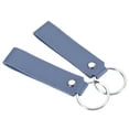 thumbnail image 1 of Uxcell Circle Keyring PU Ornament Key-Holder Lanyard Leather Keychain, Blue 2 Pack, 1 of 5