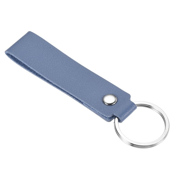Uxcell Circle Keyring PU Ornament Key Holder Lanyard Leather Keychain, Blue