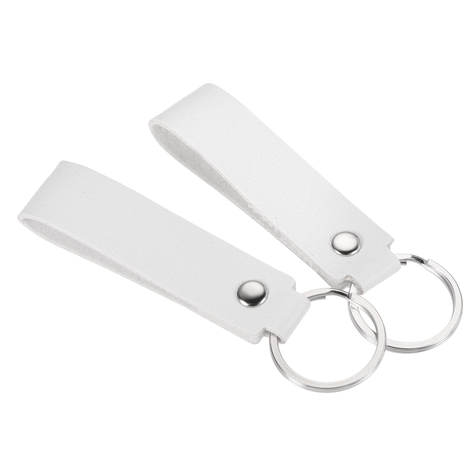 Uxcell Circle Keyring PU Ornament Key Holder Lanyard Leather Keychain, White 2 Pack, Women's, Size: One Size