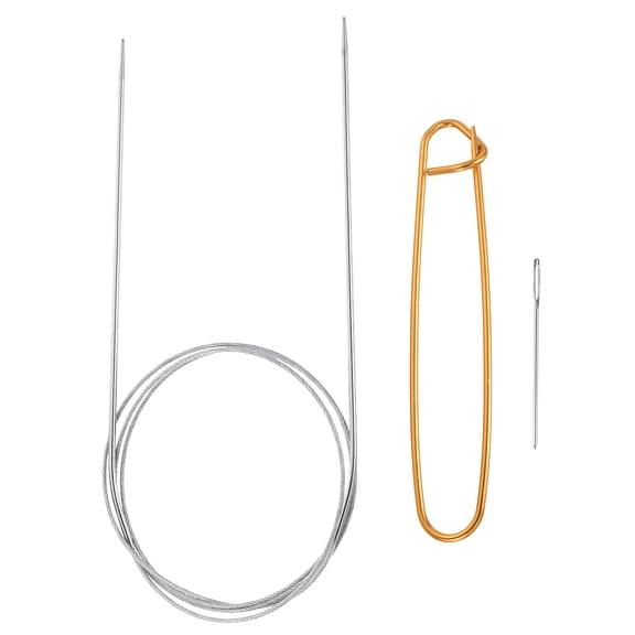Uxcell Circular Knitting Needles Needles Stainless Steel 1 Set Gold US 0/2.0mm x 14 inch (100cm)