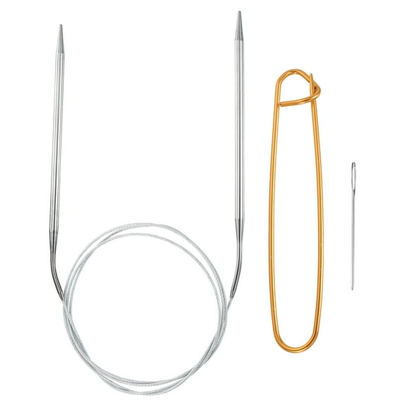 Uxcell Circular Knitting Needles Needles Stainless Steel 1 Set Gold US 8/5.0mm x 14 inch (120cm)