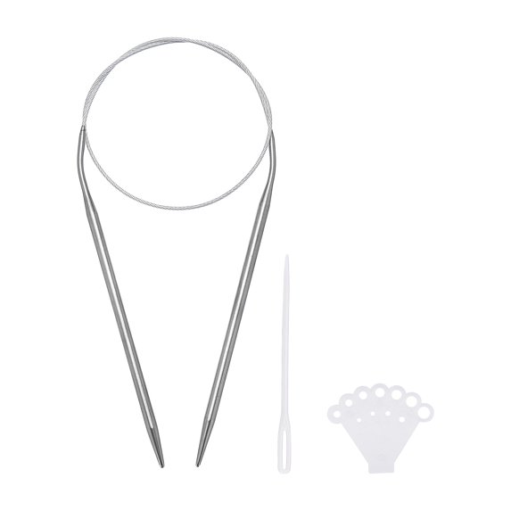 Uxcell Circular Knitting Needles Round Stainless Steel Needle 25.2 Inches 4.8mm Dia