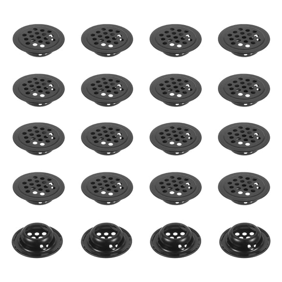 Uxcell Circular Soffit Vent, Stainless Steel Round Mesh Hole Air Vent Dual Panel Round Mesh Hole Louver for Kitchen Wardrobes Shoe Sundry Cabinets Bathroom Black 29x19