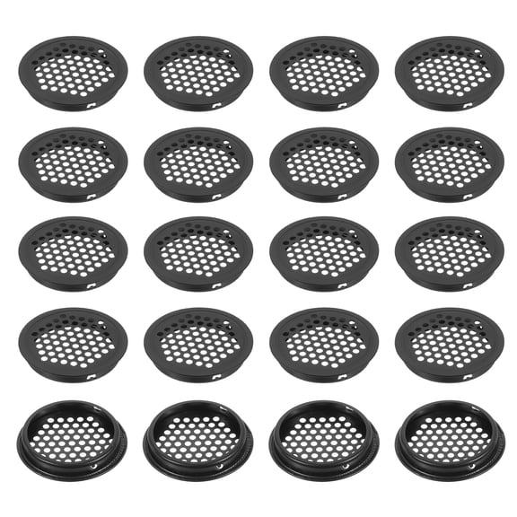 Uxcell Circular Soffit Vent, Stainless Steel Round Mesh Hole Air Vent Dual Panel Round Mesh Hole Louver for Kitchen Wardrobes Shoe Sundry Cabinets Bathroom Black 60x53