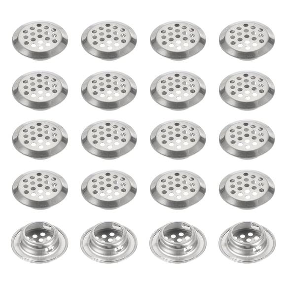 Uxcell Circular Soffit Vents, Stainless Steel Round Mesh Hole Air Vents Dual Panel Round Mesh Hole Louver for Kitchen Wardrobes Shoe Sundry Cabinets Bathroom Silver 29x19