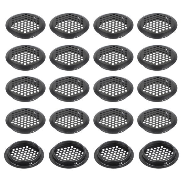 Uxcell Circular Soffit Vents, Stainless Steel Round Mesh Hole Air Vents Dual Panel Round Mesh Hole Louver for Kitchen Wardrobes Shoe Sundry Cabinets Bathroom Black 60x50