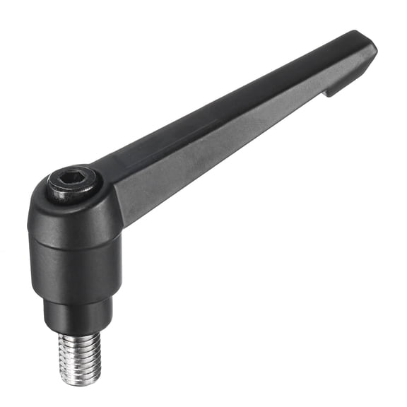 Uxcell Clamping Lever Adjustable Handle M10 x 15mm Metric 304 Stainless Steel Threaded Stud Hand Knobs, Black