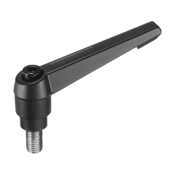 Uxcell Clamping Lever Adjustable Handle M12 x 20mm Metric 304 Stainless Steel Threaded Stud Hand Knobs, Black