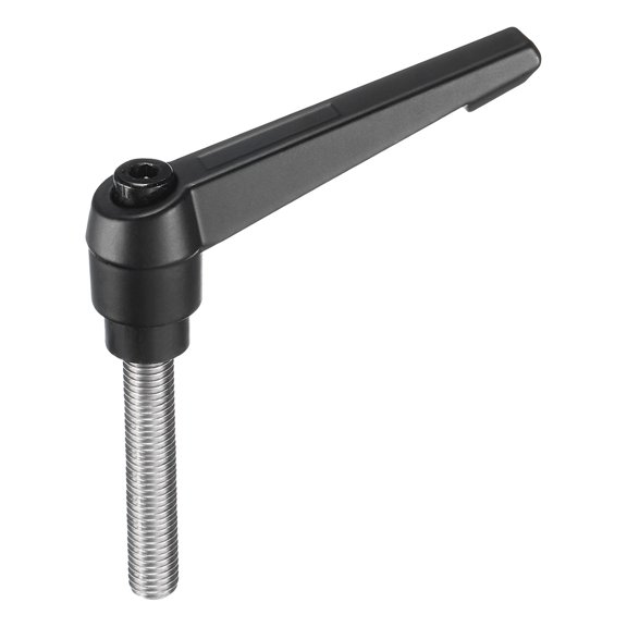 Uxcell Clamping Lever Adjustable Handle M12 x 55mm Metric 304 Stainless Steel Threaded Stud Hand Knobs, Black