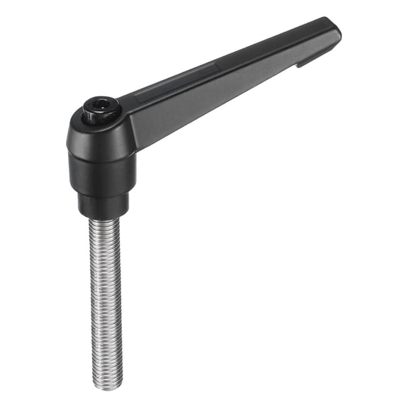 Uxcell Clamping Lever Adjustable Handle M12 x 70mm Metric 304 Stainless Steel Threaded Stud Hand Knobs, Black