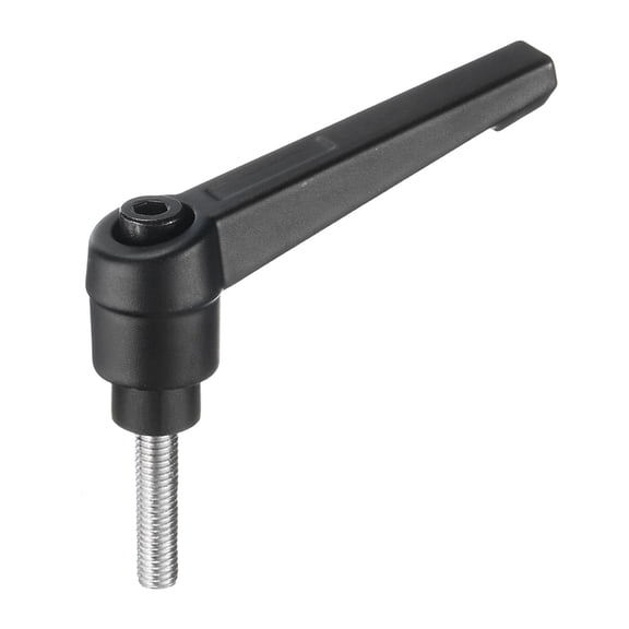 Uxcell Clamping Lever Adjustable Handle M5 x 20mm Metric 304 Stainless Steel Threaded Stud Hand Knobs, Black
