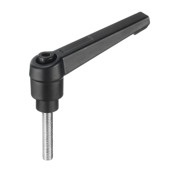 Uxcell Clamping Lever Adjustable Handle M5 x 25mm Metric 304 Stainless Steel Threaded Stud Hand Knobs, Black