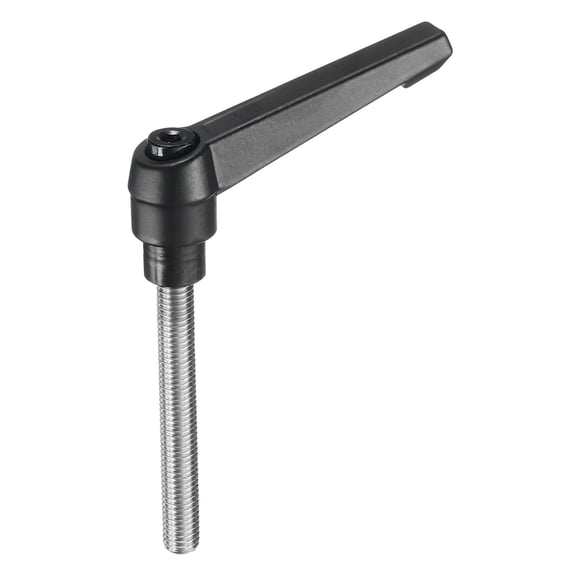 Uxcell Clamping Lever Adjustable Handle M8 x 60mm Metric 304 Stainless Steel Threaded Stud Hand Knobs, Black