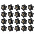 thumbnail image 1 of Uxcell Clamping Nuts Knob Plastic Screw-On Brass Star Knobs Knurled Female Threaded Hexagon Head M5 x 1" (20 Pack, Black), 1 of 7