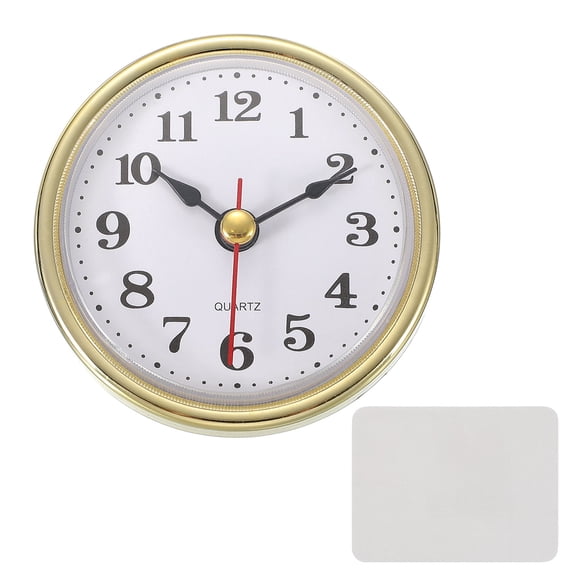 Uxcell Classic Clock Movement, 2.6 Inch Quartz Movement Insert for Office Home Decor Replacement DIY, Gold (Arabic Numerals)