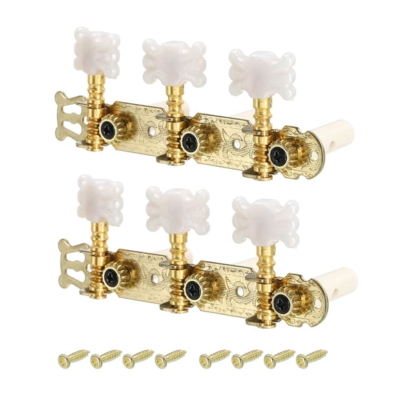 Uxcell Classical Guitar String Tuners Keys Machine Heads Tuning Pegs 3 Left 3 Right White Buttons, 1 Set