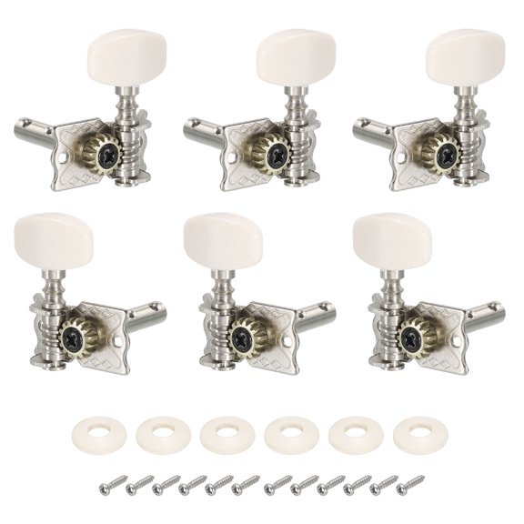 Uxcell Classical Guitar String Tuning Pegs Tuning Keys Tuners Single Hole for Classical Guitar 3L 3R, 6 Pack, Beige