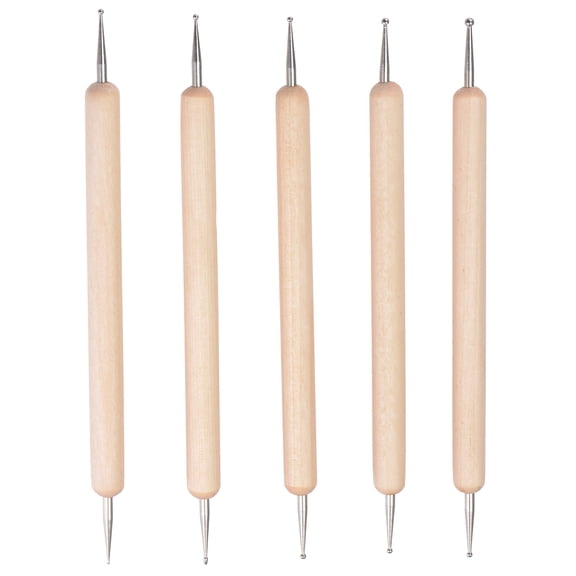 Uxcell Clay Sculpture Tools Set Double-Sided Ball Dotting Wood for Modeling 5 Pack