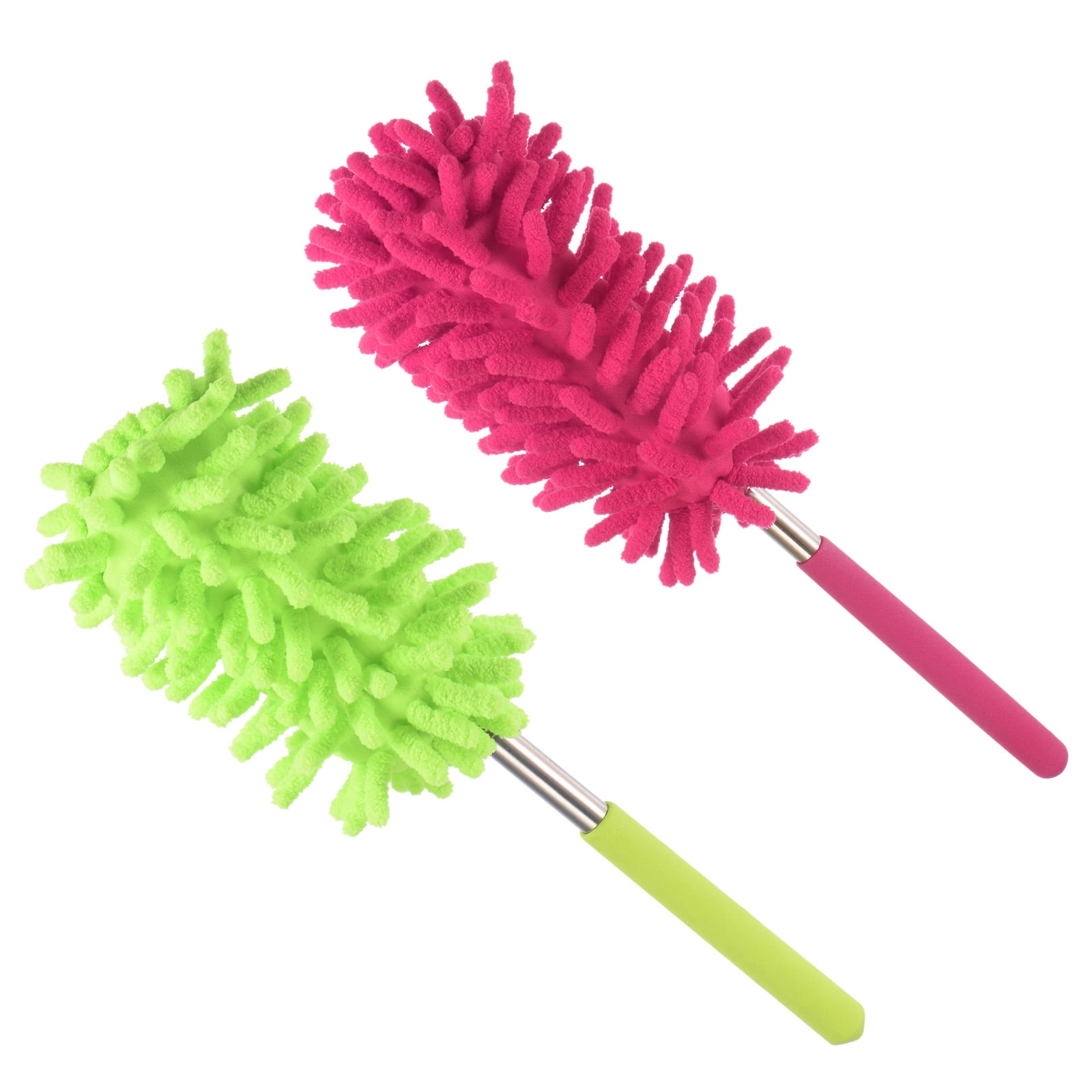 Uxcell Cleaning Duster, 11" to 31" Extendable Chenille Brush, Rose Red