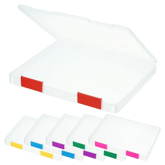 Uxcell Clear A4 File Portable Project Case with Buckle Plastic Storage Box for 8.5" x 11" Letter Paper Scrapbook Paper Storage Boxes, 6Pcs, 12.4"x9.8"x1.2", Multicolor