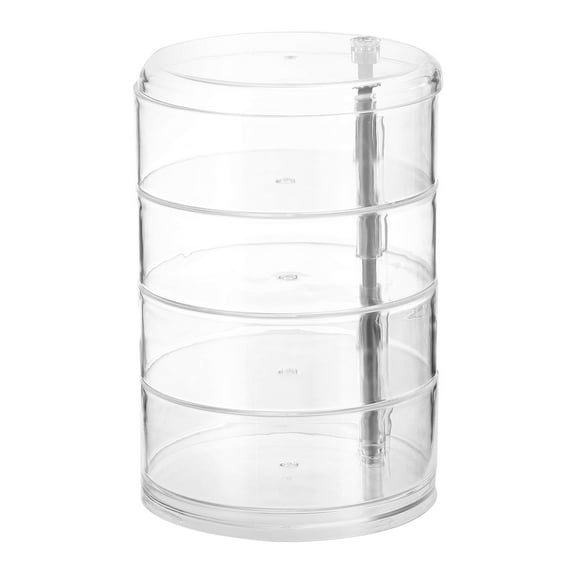 Uxcell Clear Acrylic Display Case, 360 Rotatable 4.3''x4.3''x6.9'' Four Layer Display Box Dustproof Organizer