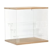 Uxcell Clear Acrylic Display Case with LED Light 3 Tier Dustproof Display Boxes for Collectibles 12.6x9.45x11.81Wood