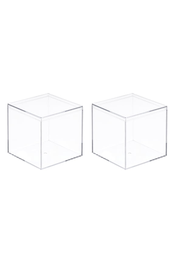 Clear Acrylic Plastic Storage Box Square Display Case with Lid 2.4x2.4x2.4inch 2Pcs