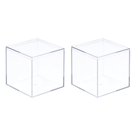 Uxcell Acrylic Storage Box Square Cube Display Case with Lid Container Box 5.1x5.1x5.1cm