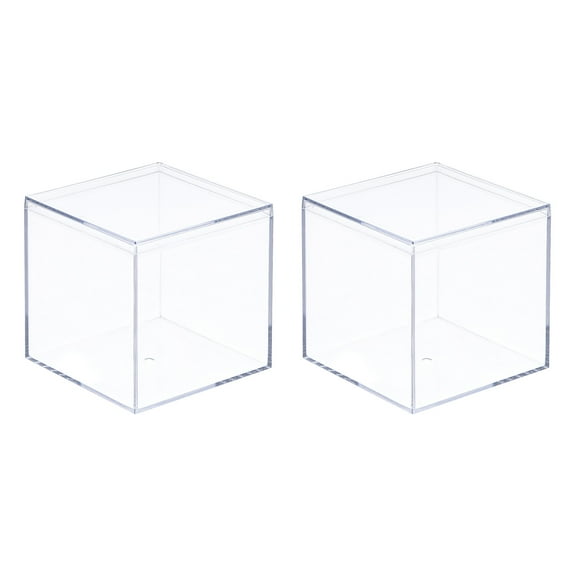 Uxcell Acrylic Storage Box Square Cube Display Case with Lid Container Box 5.1x5.1x5.1cm