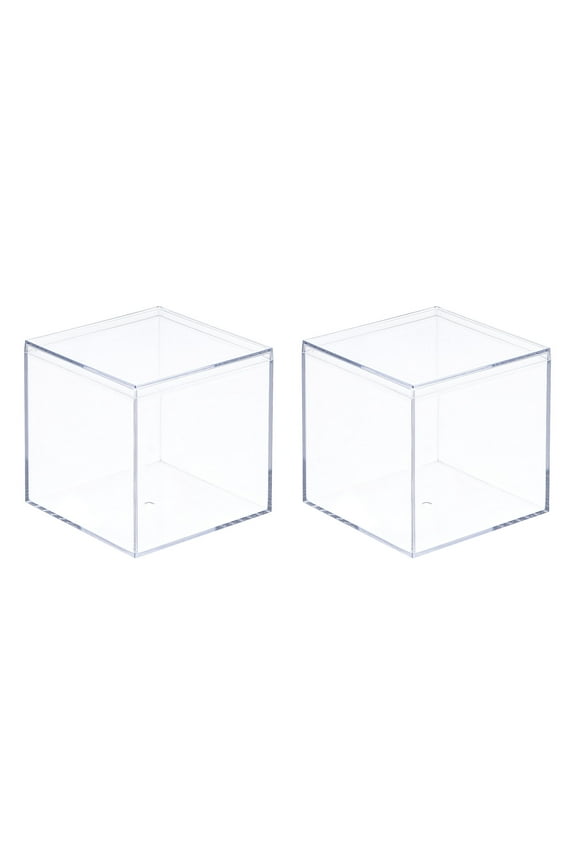 Acrylic Storage Box Square Cube Display Case with Lid Container Box 5.1x5.1x5.1cm