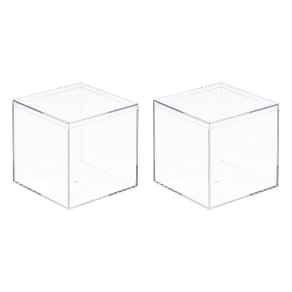 Uxcell Acrylic Storage Box Square Cube Display Case with Lid Container Box 7.1x7.1x7.1cm