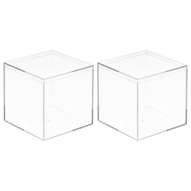 Uxcell Clear Acrylic Plastic Storage Box Square Display Case with Lid,  9.5x9.5x9.5cm Container Box for Small Item, 2pcs