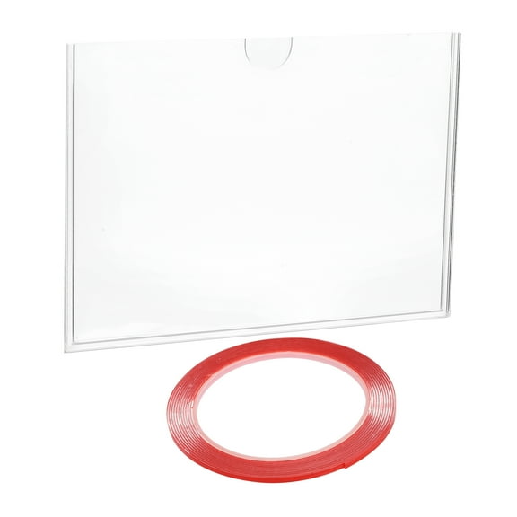 Uxcell Clear Acrylic Sign Holder Document Paper Horizontal Frame 5x7inch with Adhesive Strip for Home, Office Pack of 2