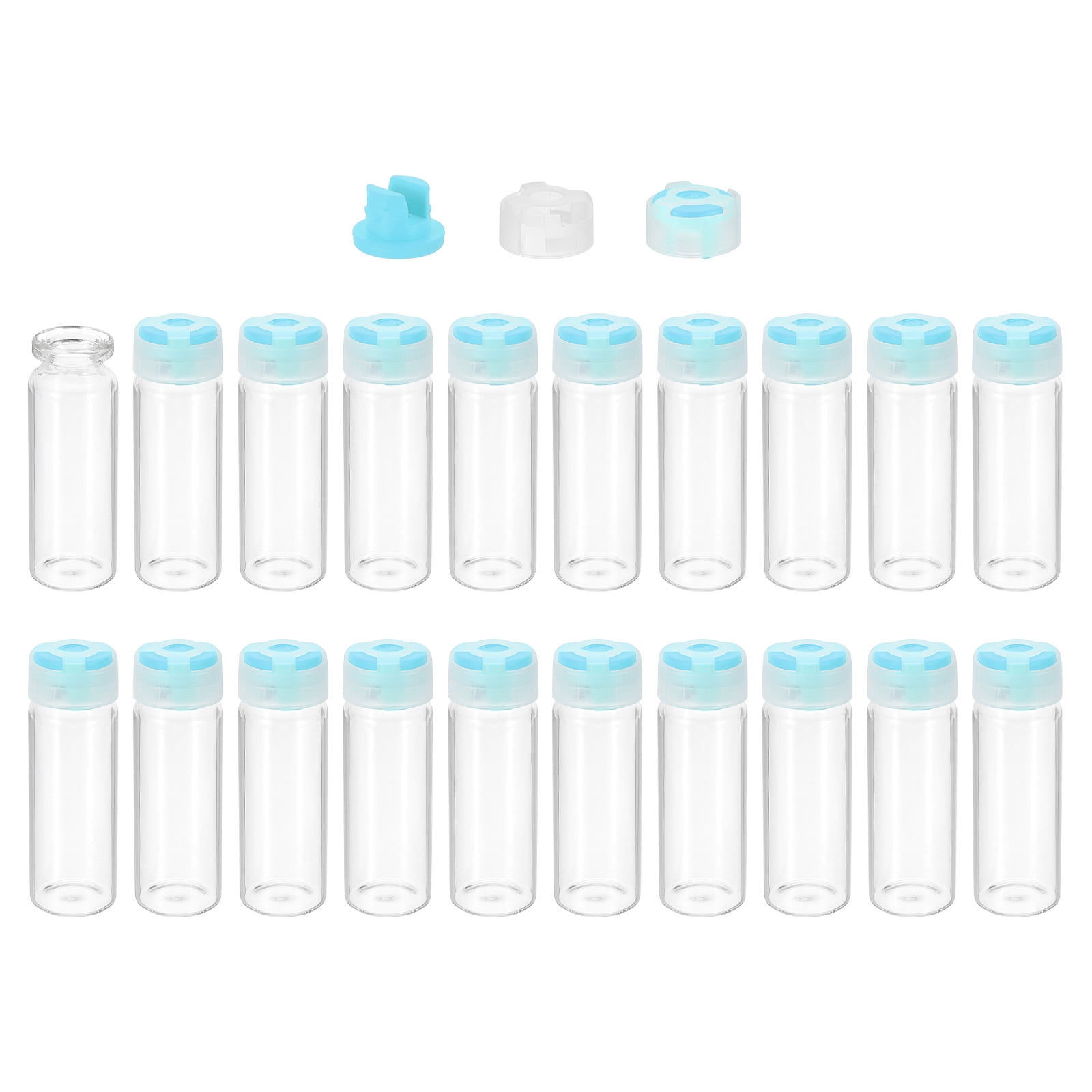Uxcell Clear Glass Sample Vials, Liquid Bottles 20pack Blue 15ml ...