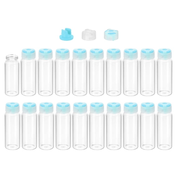 Uxcell Clear Glass Sample Vials, Liquid Bottles 20pack Blue 20ml