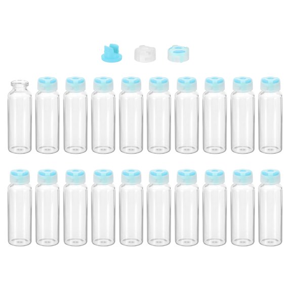 Uxcell Clear Glass Sample Vials, Liquid Bottles 20pack Blue 30ml