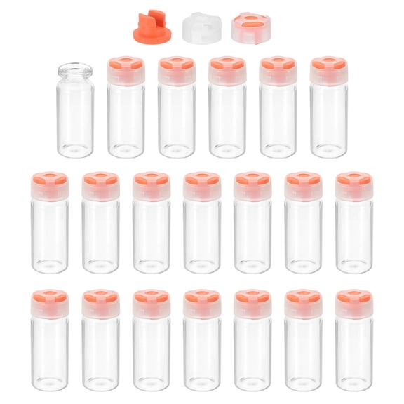 Uxcell Clear Glass Sample Vials, Liquid Bottles 20pack Orange 10ml