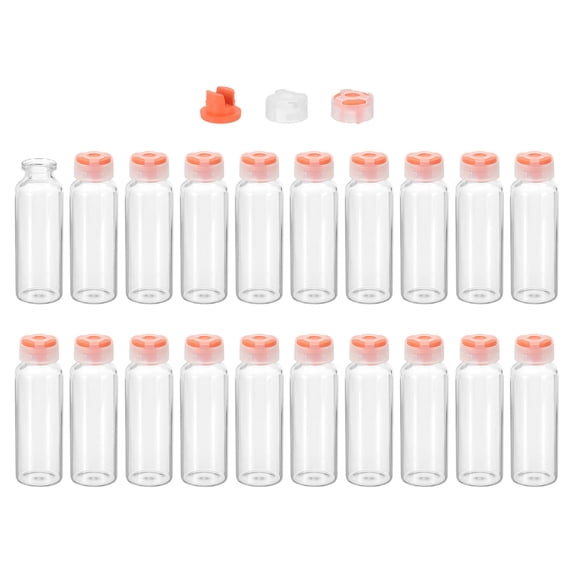 Uxcell Clear Glass Sample Vials, Liquid Bottles 20pack Orange 30ml